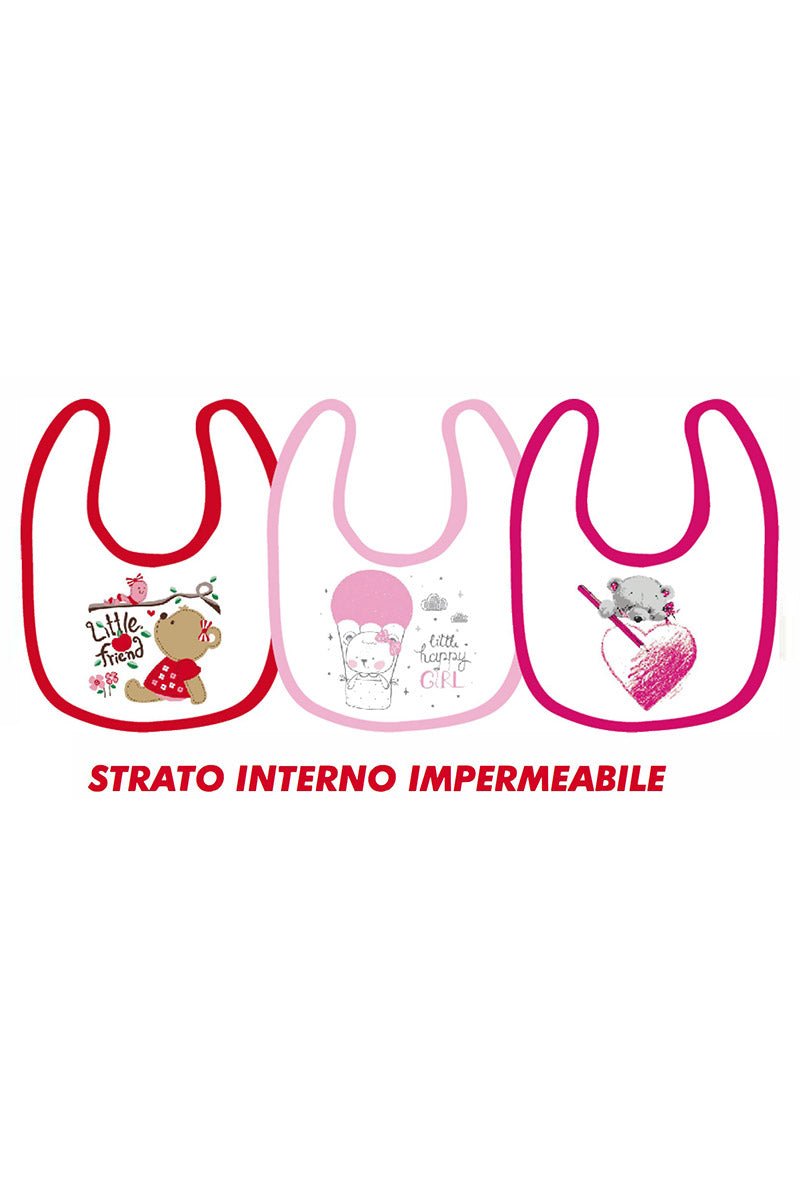Bavetta stampata in doppia spugna con strato interno impermeabile e chiusura a strappo