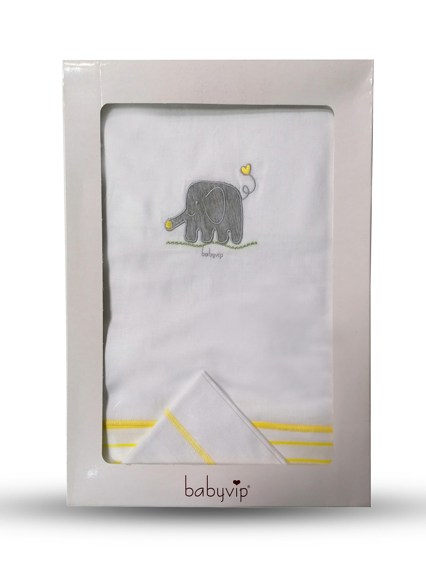 Set lenzuola 3 pezzi per carrozzina e culletta con ricamo elefantino