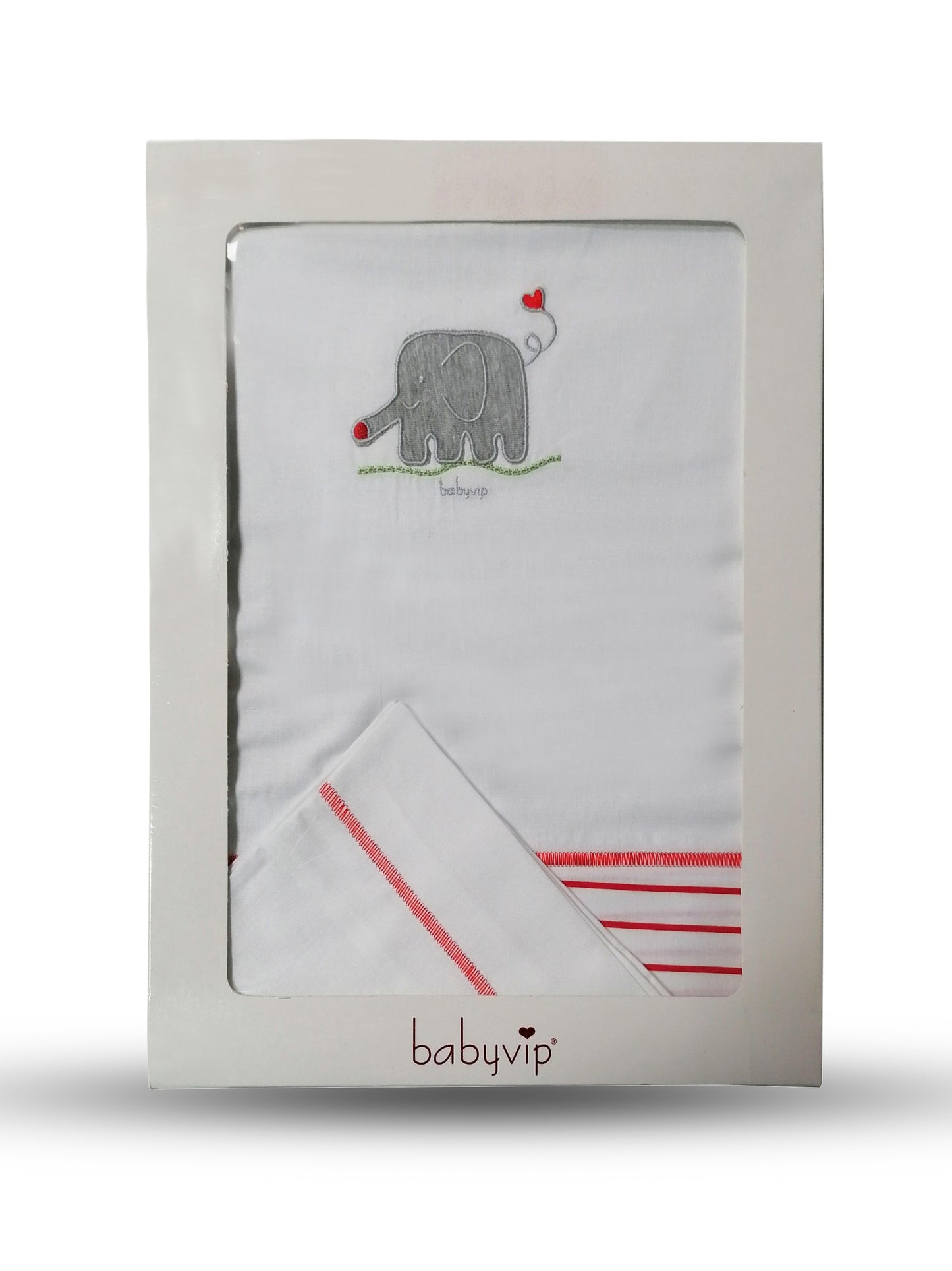 Set lenzuola 3 pezzi per carrozzina e culletta con ricamo elefantino