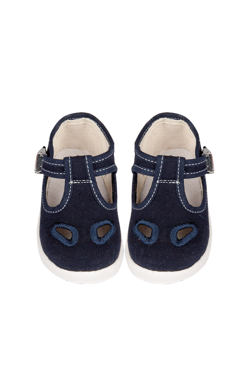 Sandaletto blu occhio di bue