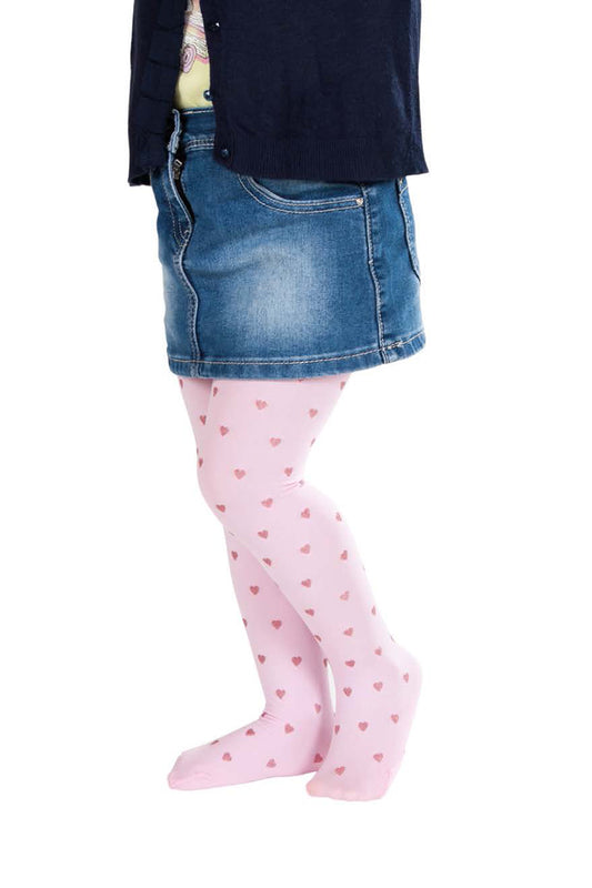 Collant bimba in micromodal 40 denari con stampa cuore glitter