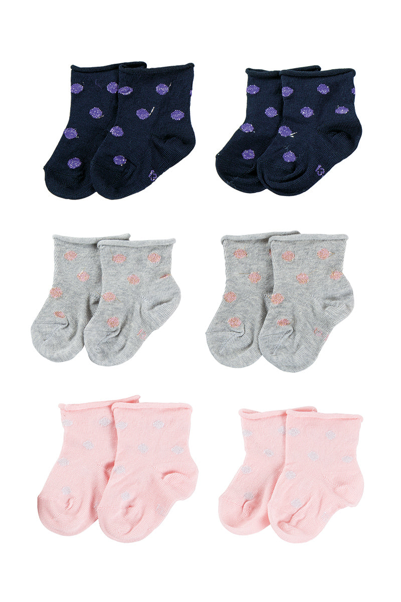 Set 6 calzini in cotone con stampa in lurex