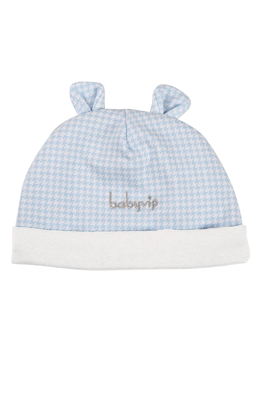 Cappellino in felpa garzata pied de poule con ricamo