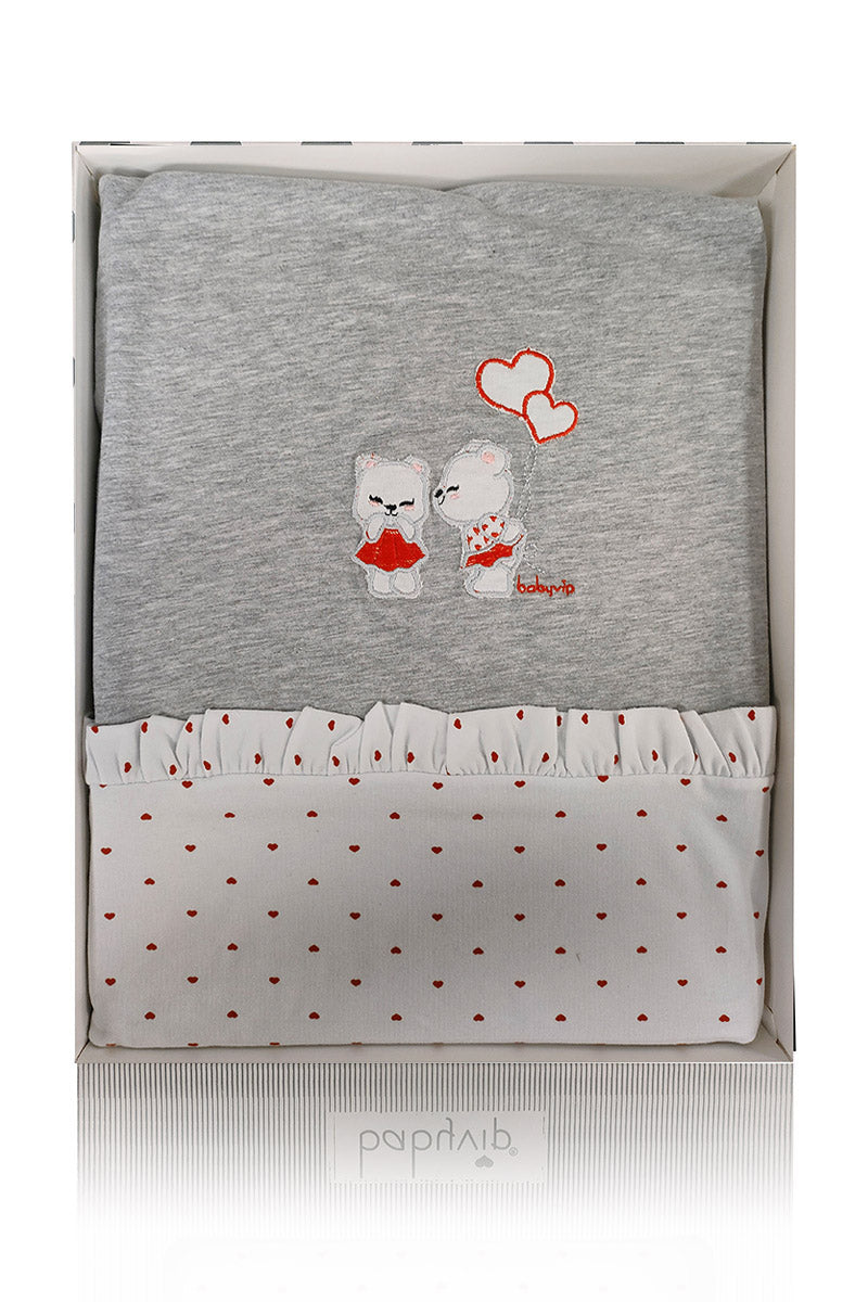 Copertina in cotone con ricamo orsetti