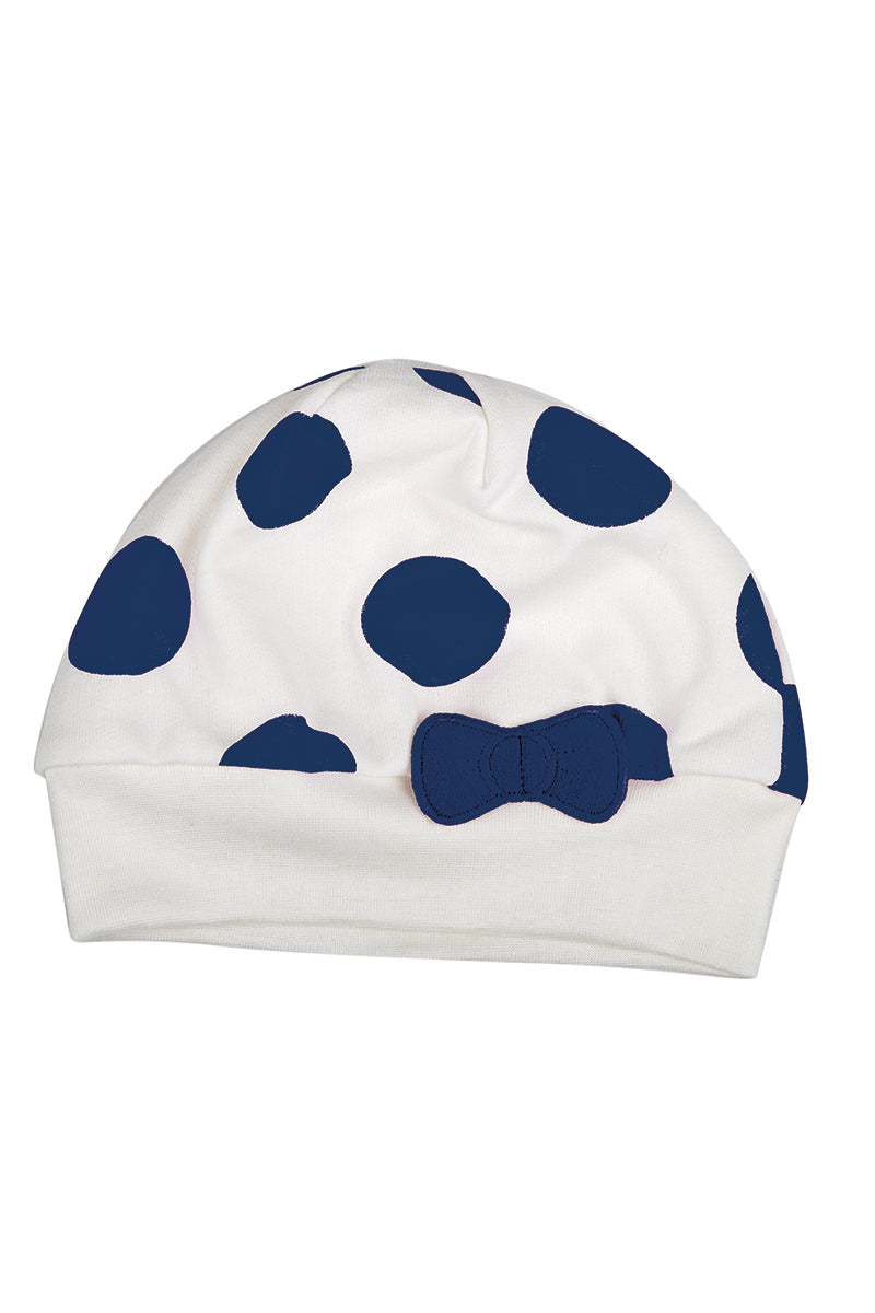 Cappellino in felpa garzata a pois con fiocco