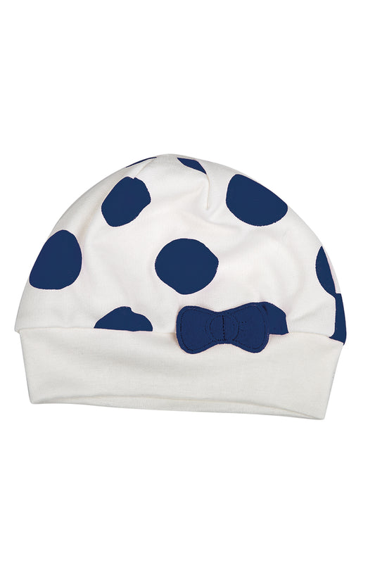 Cappellino in felpa garzata a pois con fiocco