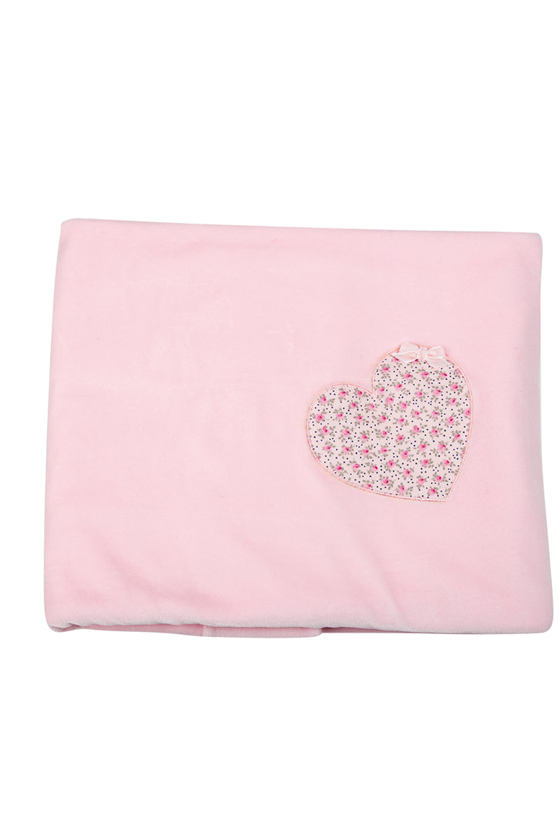 Copertina in ciniglia con inserto cuore in vellutino fantasia provenzale