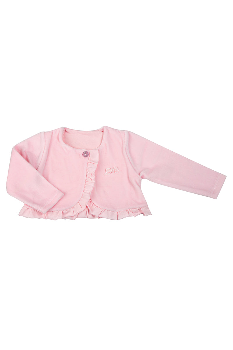 Coprispalle in ciniglia con rouches e nodino in velluto