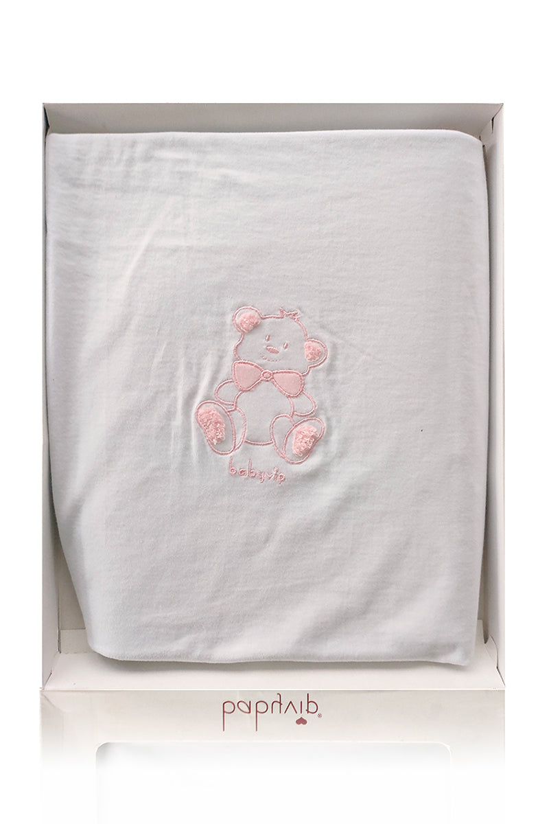 Copertina in cotone con ricamo orsetto