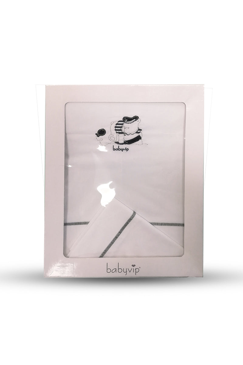 Set lenzuola 3 pezzi per carrozzina e culletta con ricamo orsetto