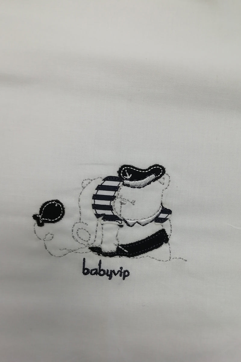 Set lenzuola 3 pezzi per carrozzina e culletta con ricamo orsetto