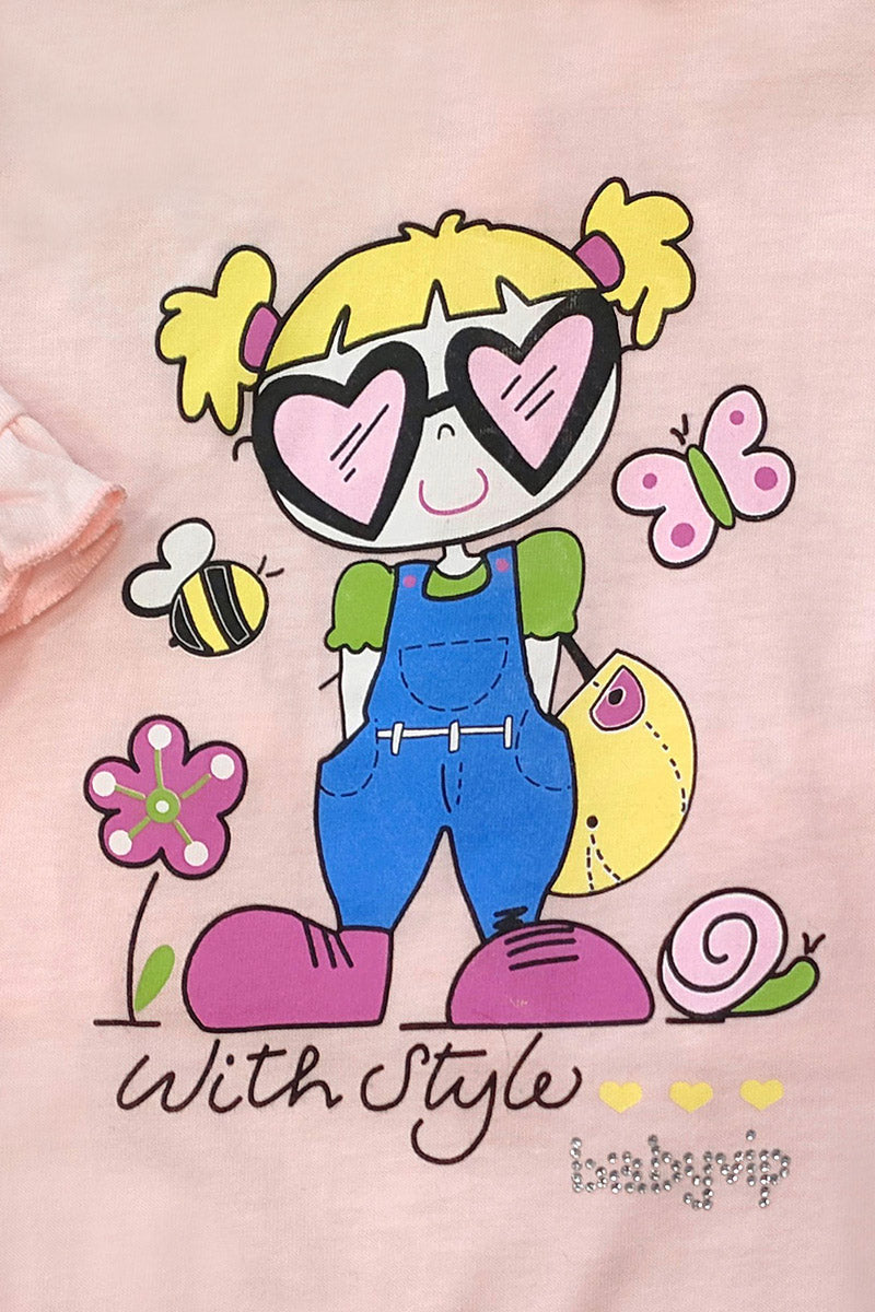 Tutina in cotone con stampa e strass