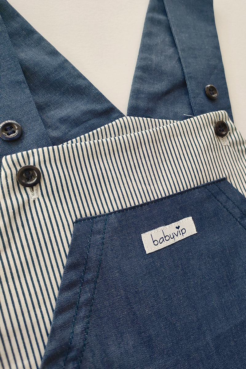 Salopette in cotone rigata