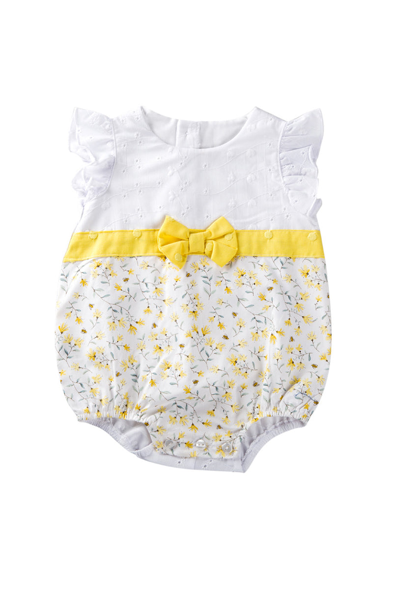 Pagliaccetto in tela sangallo con fascia e fiocco