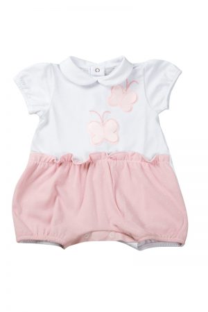 Pagliaccetto con ricamo farfalle e inserto in tulle