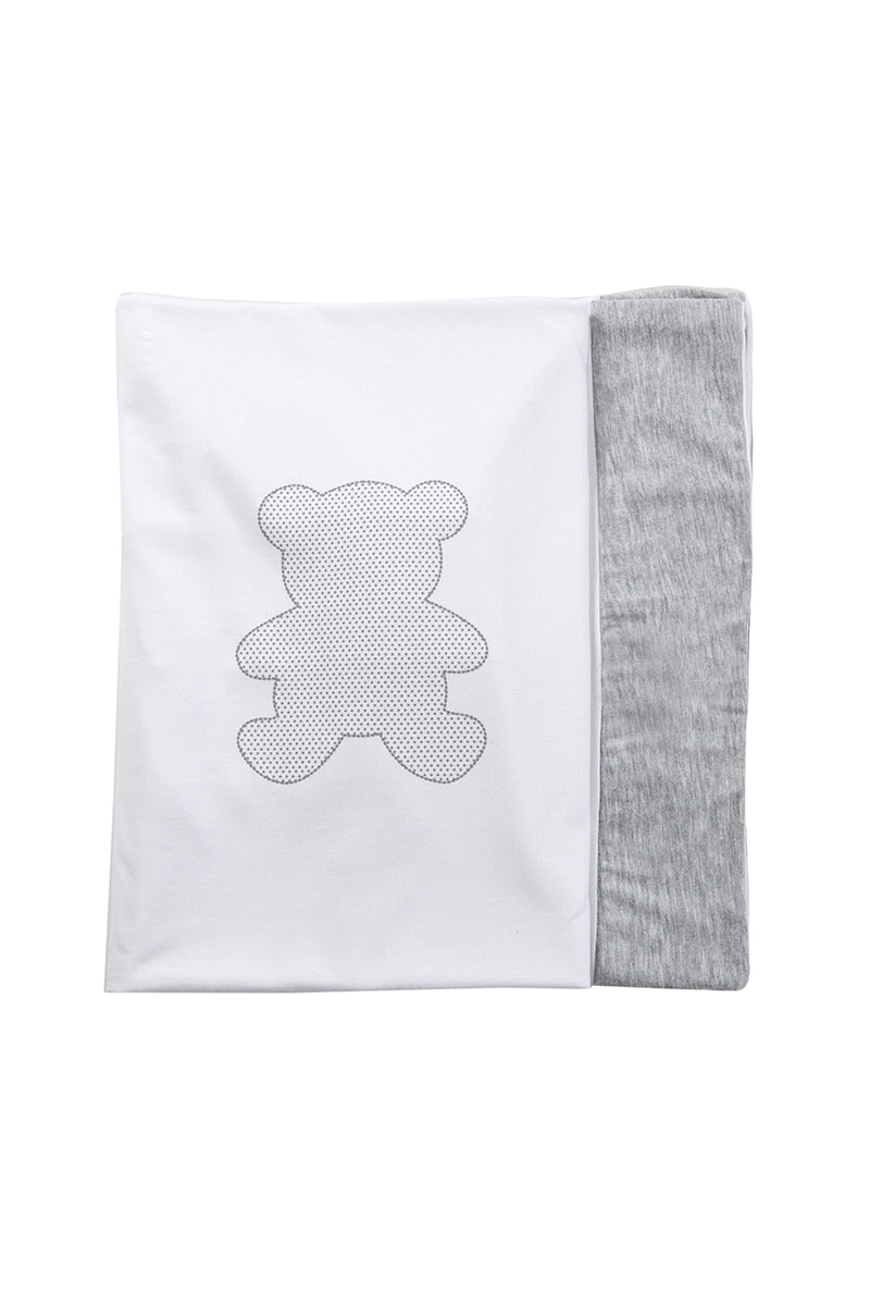 Copertina con stampa orsetto e bordo in contrasto