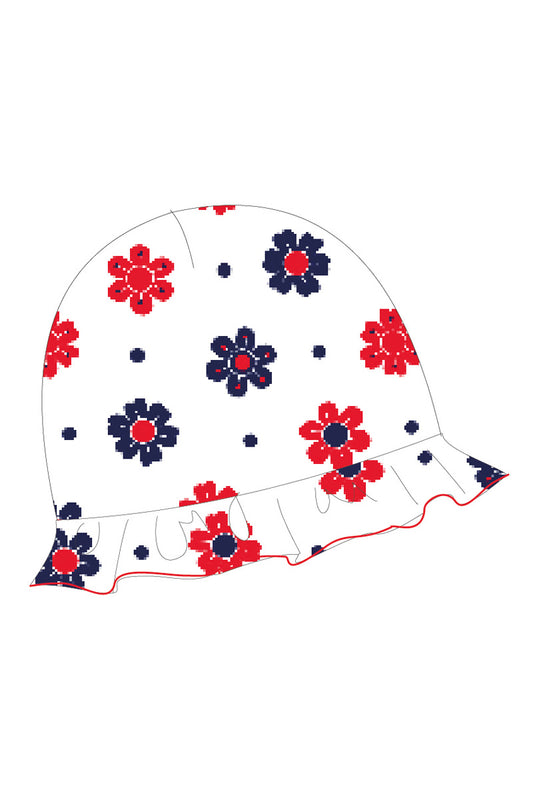 Cappellino fantasia floreale con rouches