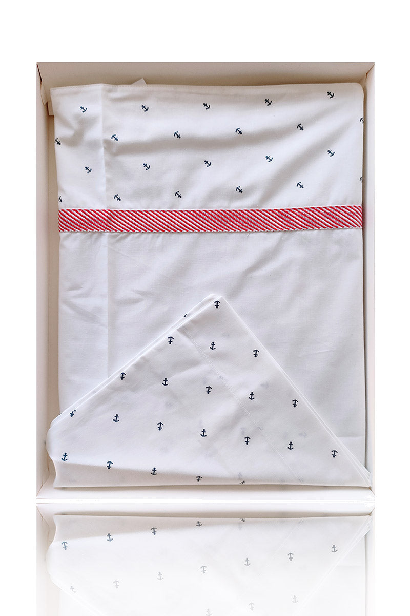 Set lenzuola 3 pezzi per carrozzina e culletta con ancore