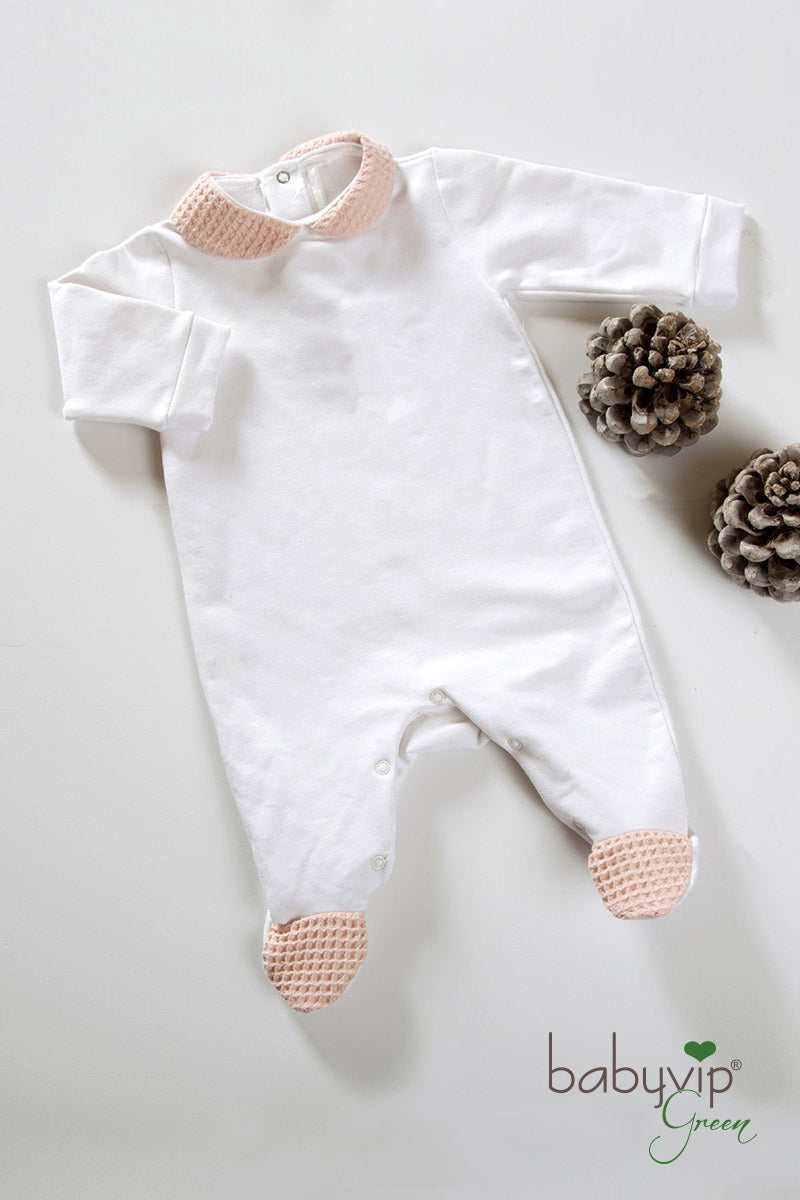 Tutina in felpa garzata organica con inserti in cotone organico a