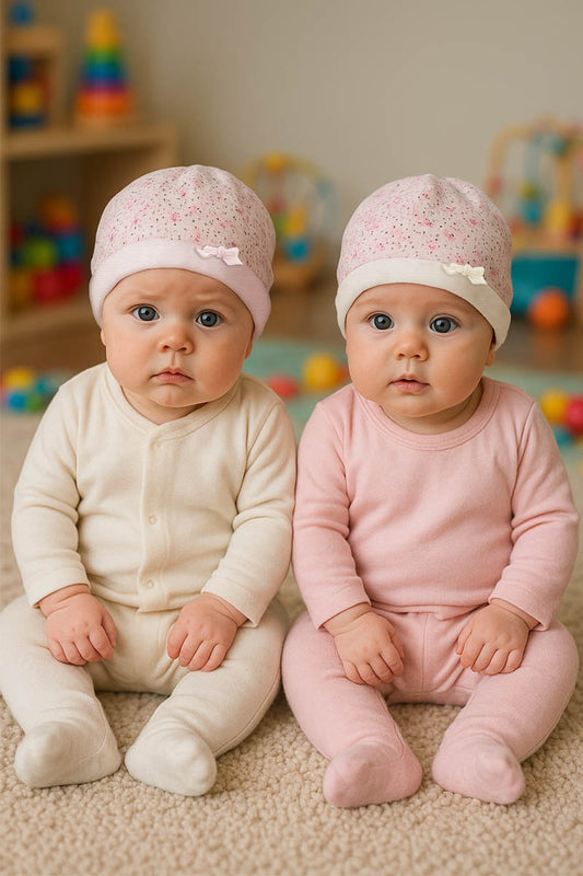 Cappellino in vellutino fantasia provenzale con nodino e strass