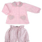 Completo 2 pezzi: Maglia in ciniglia con cuori e pantaloncino in vellutino floreale