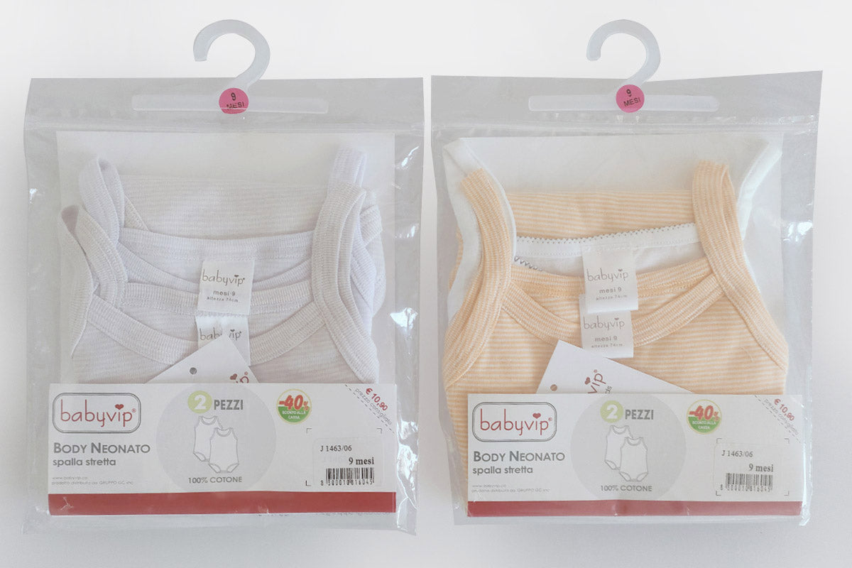 Set 4 Body neonato/a Babyvip spalla stretta 100% cotone colori assortiti