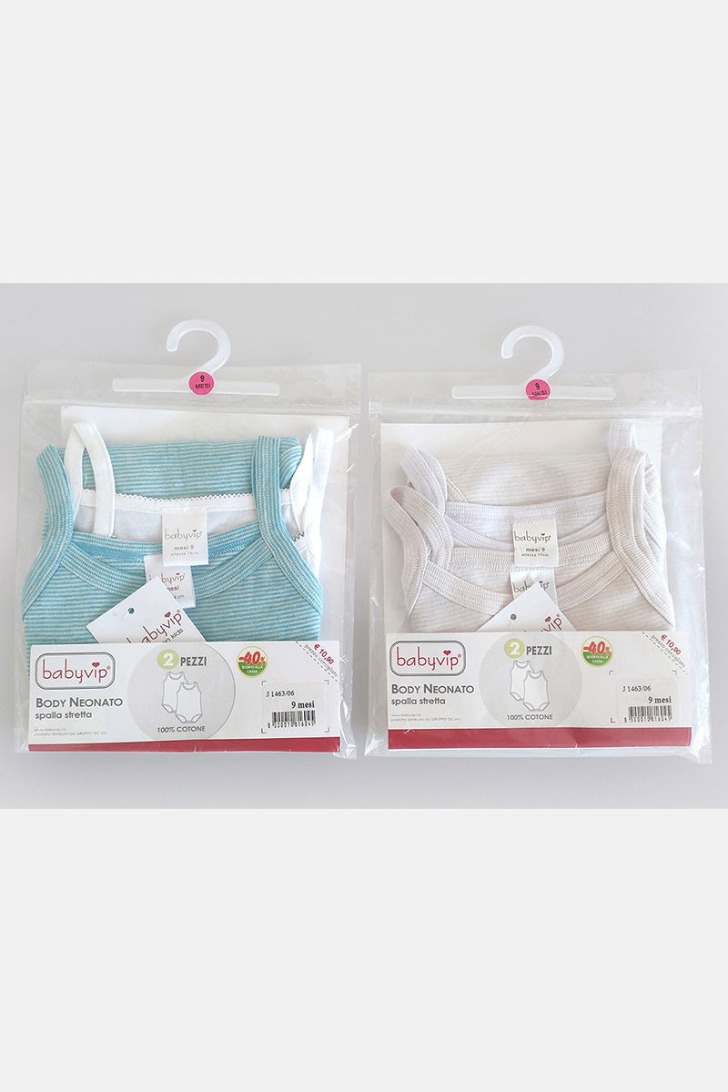 Set 4 Body neonato/a Babyvip spalla stretta 100% cotone colori assortiti
