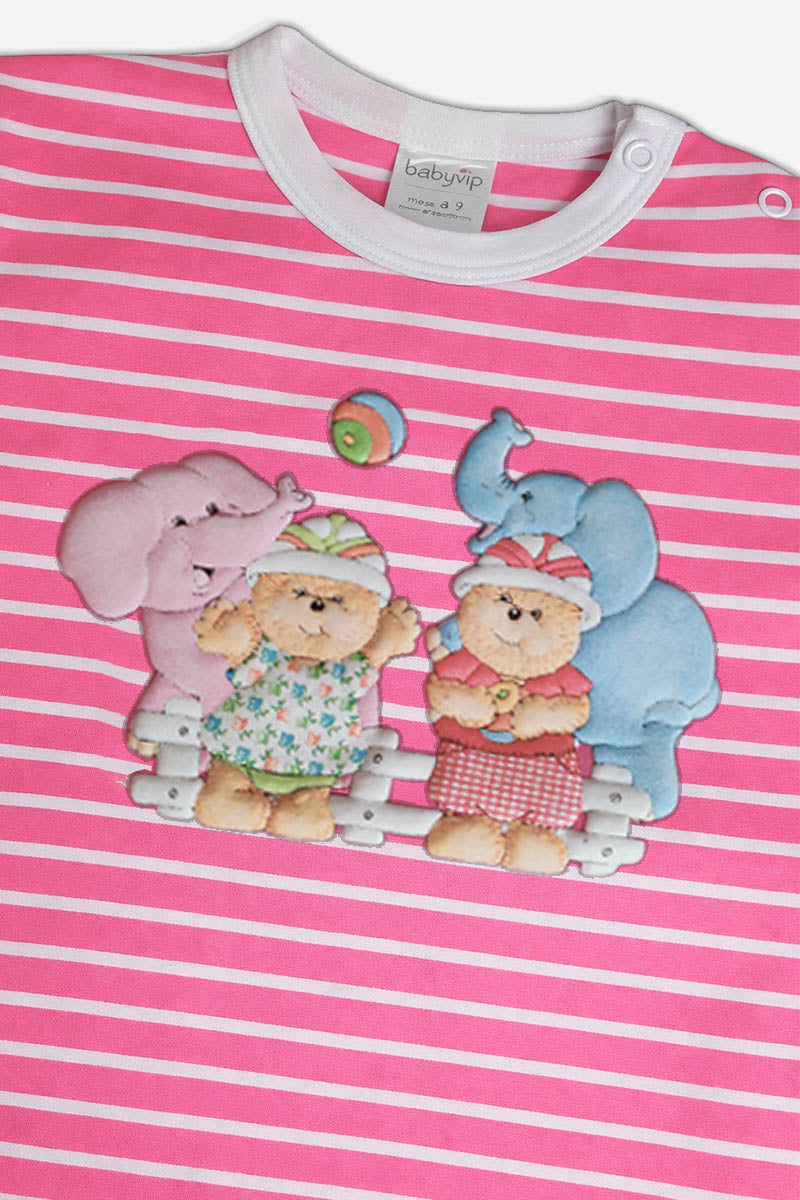 Pigiama neonata/bimba mezza manica in cotone con stampa a rilievo effetto puff