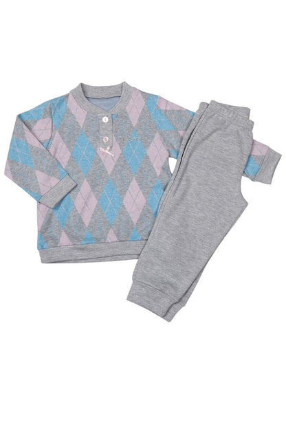 Pigiama bimba in punto milano a fantasia rombi con strass