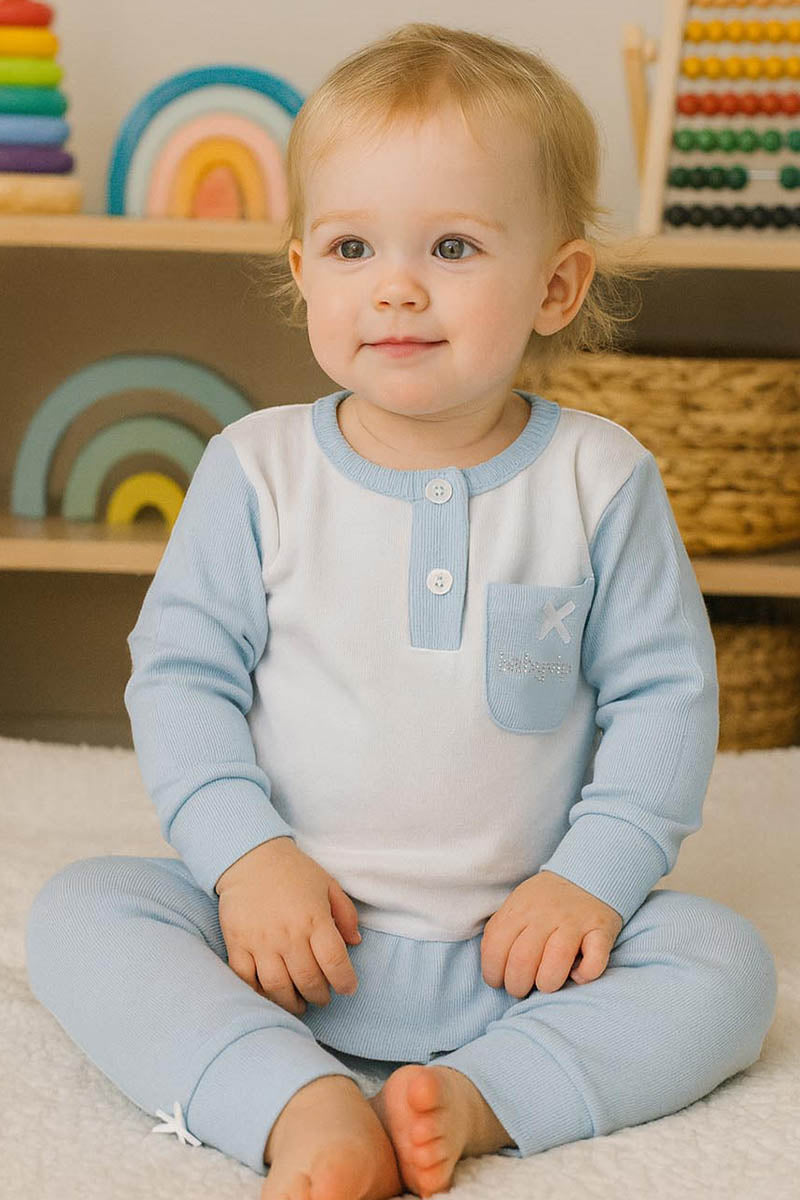 Pigiama bimba in cotone caldo con fiocchettino e strass