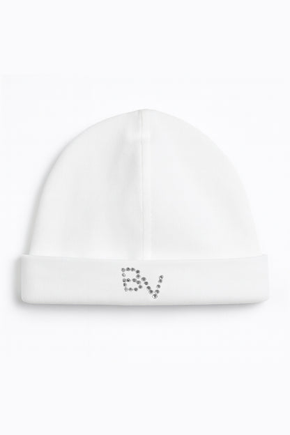 Cappellino neonato in cotone caldo con strass