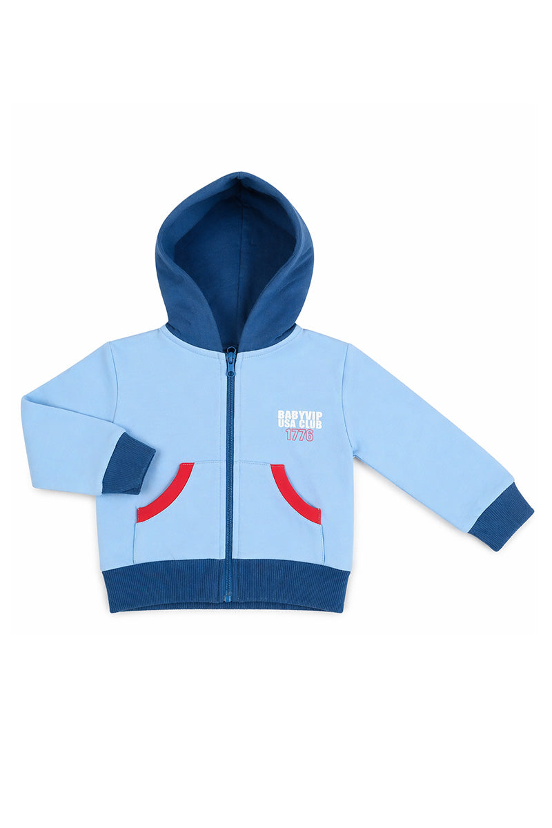 Felpa con cappuccio e tasche neonato/bimbo in cotone con stampa