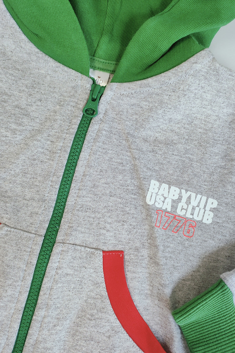 Felpa con cappuccio e tasche neonato/bimbo in cotone con stampa
