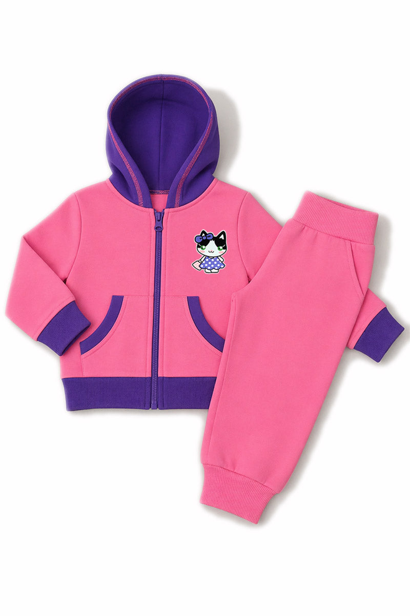 Tuta con cappuccio neonata/bimba in cotone con stampa