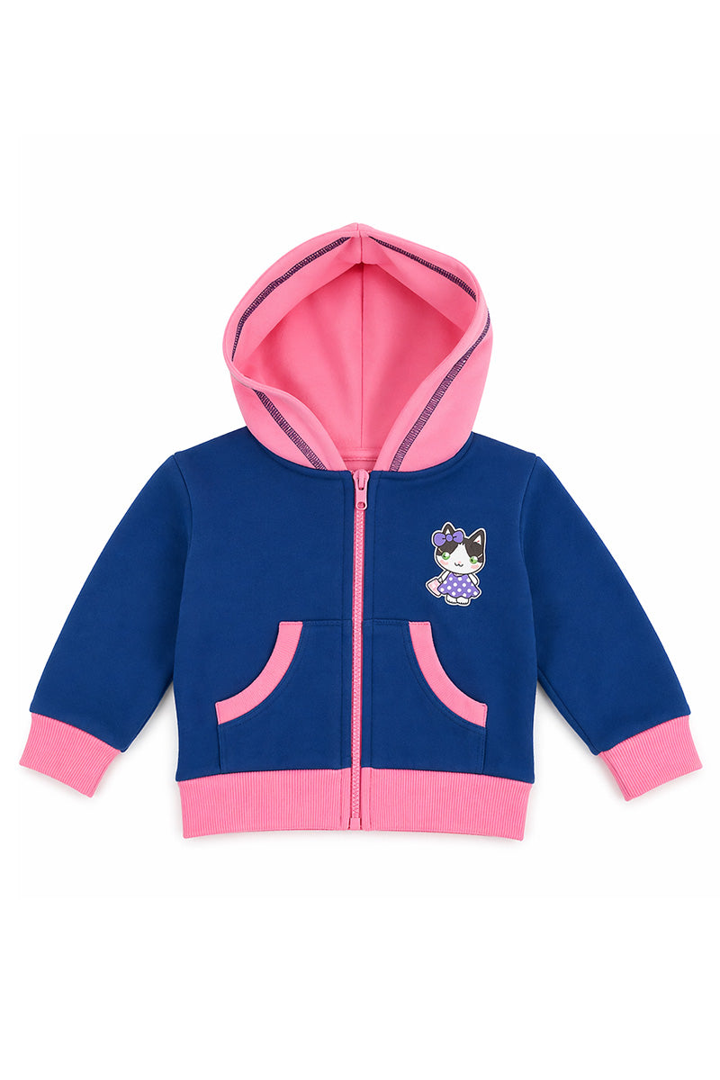 Felpa con cappuccio e tasche neonata/bimba in cotone con stampa