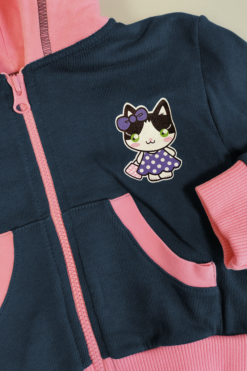 Felpa con cappuccio e tasche neonata/bimba in cotone con stampa