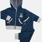 Tuta con cappuccio neonata/bimba in cotone elasticizzato con applicazioni e stampa