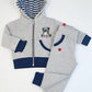 Tuta con cappuccio neonata/bimba in cotone elasticizzato con applicazioni e stampa