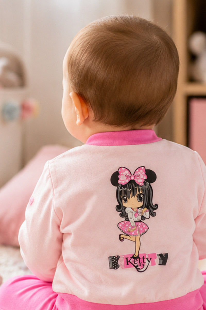 Felpa neonata/bimba in cotone elasticizzato con applicazione e stampa sul retro