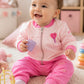 Tuta neonata/bimba in cotone elasticizzato con applicazione e stampa sul retro