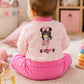 Tuta neonata/bimba in cotone elasticizzato con applicazione e stampa sul retro