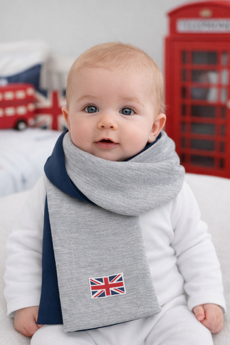 Sciarpa in cotone con bandiera inglese cucita