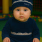 Cappellino in ciniglia con merletto e strass