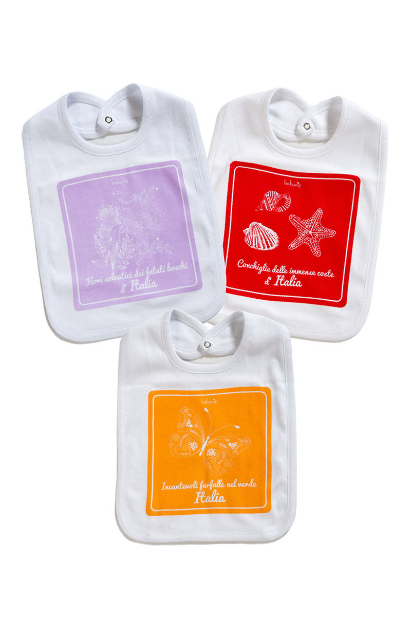 Bavette in cotone con stampe colorate assortite - 3 pezzi