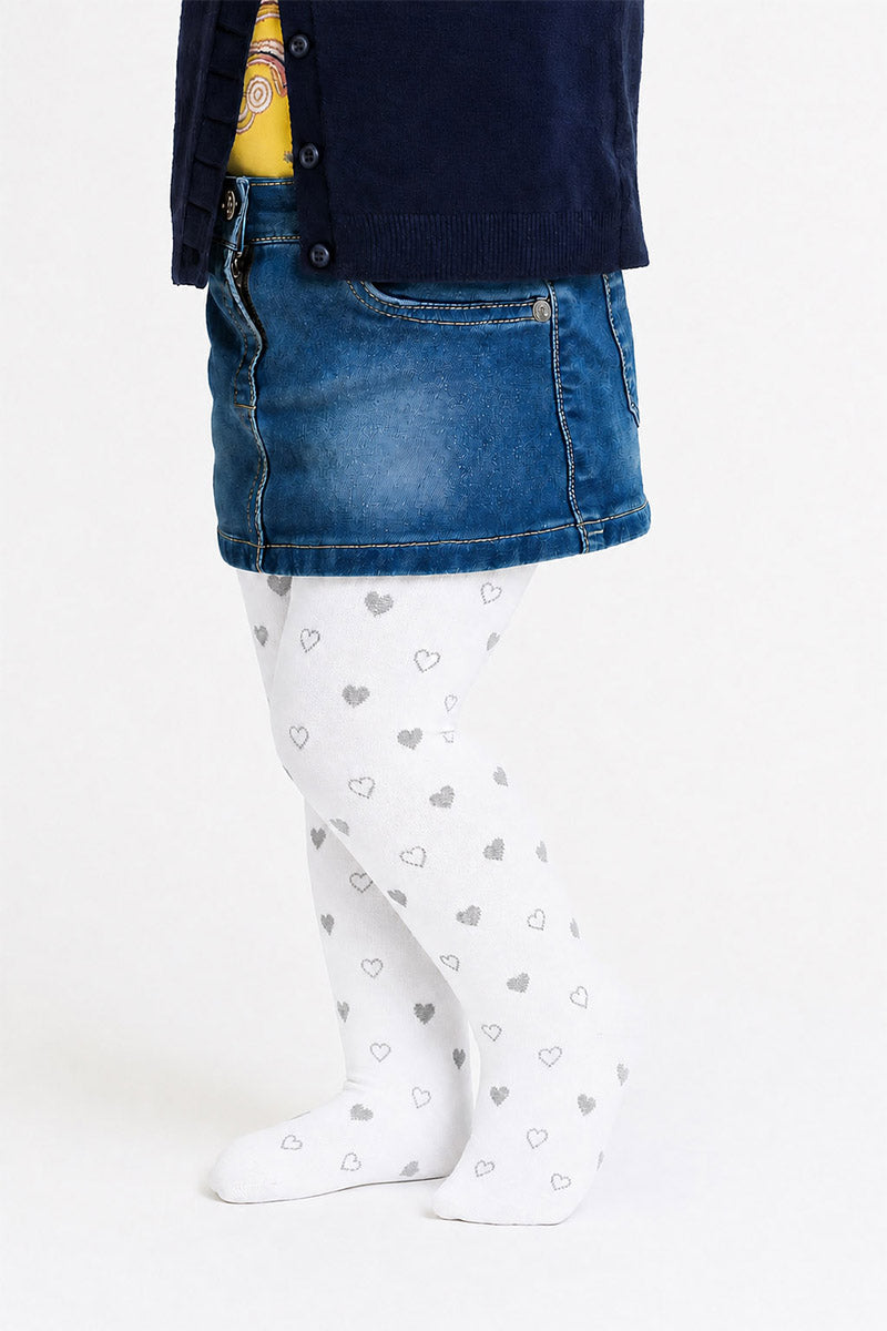 Collant bimba in micromodal 40 denari con stampa cuore glitter