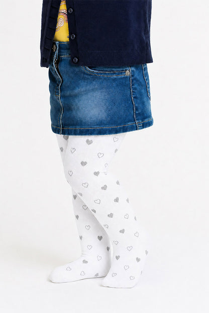 Collant bimba in micromodal 40 denari con stampa cuore glitter