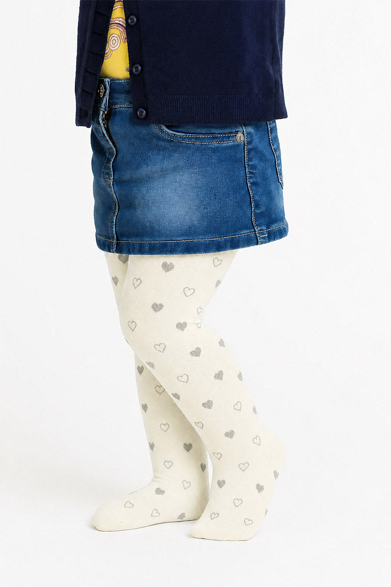 Collant bimba in micromodal 40 denari con stampa cuore glitter