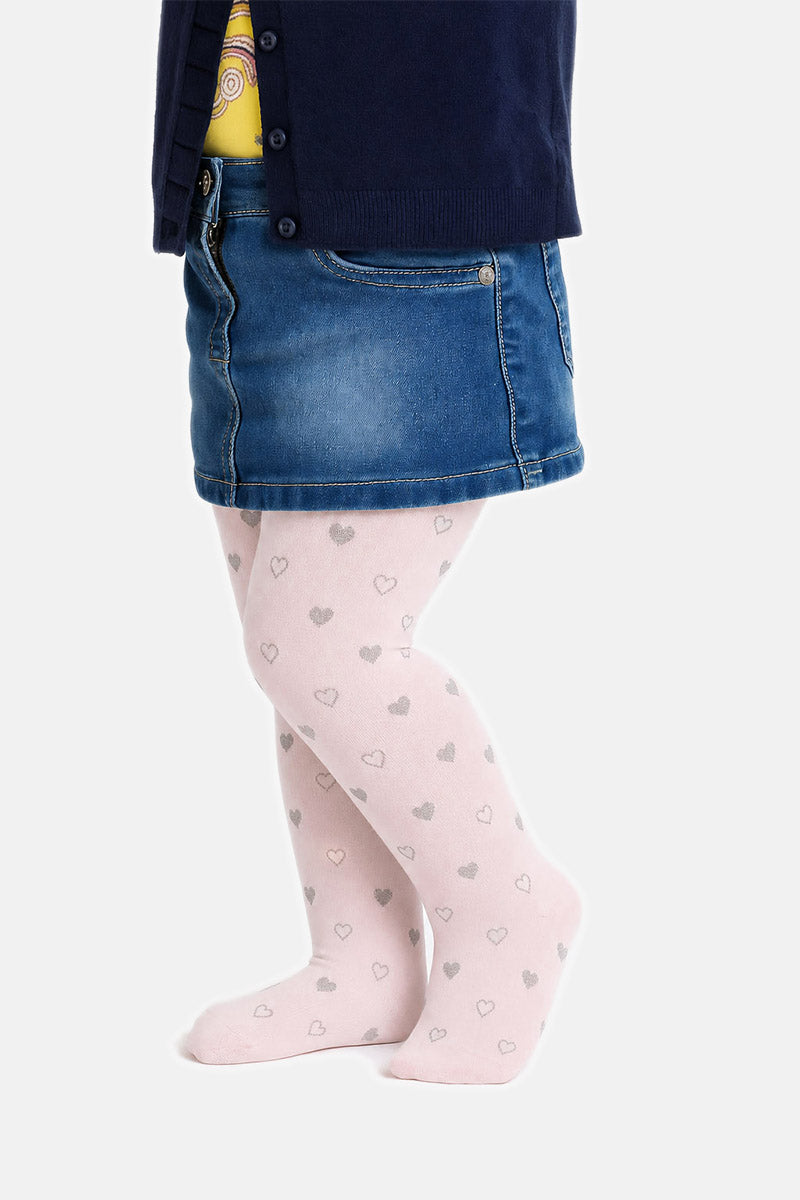 Collant bimba in micromodal 40 denari con stampa cuore glitter