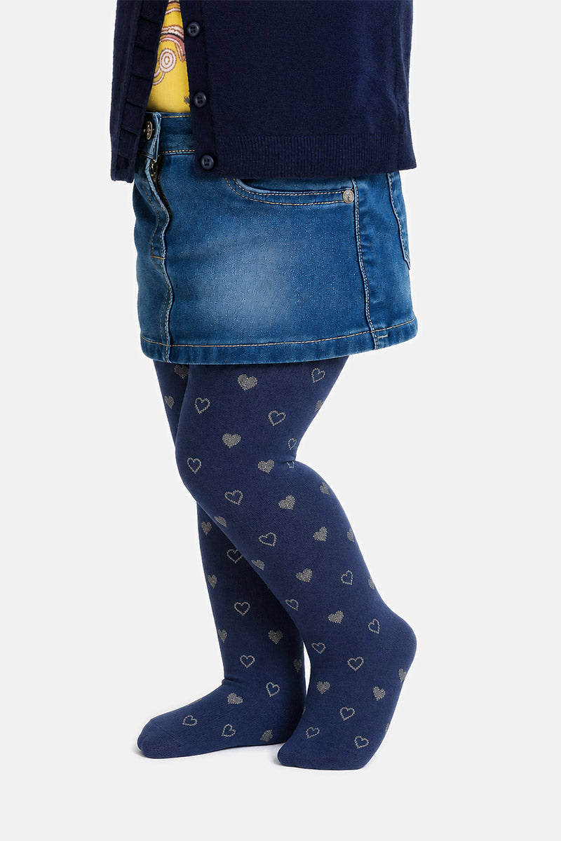 Collant bimba in micromodal 40 denari con stampa cuore glitter
