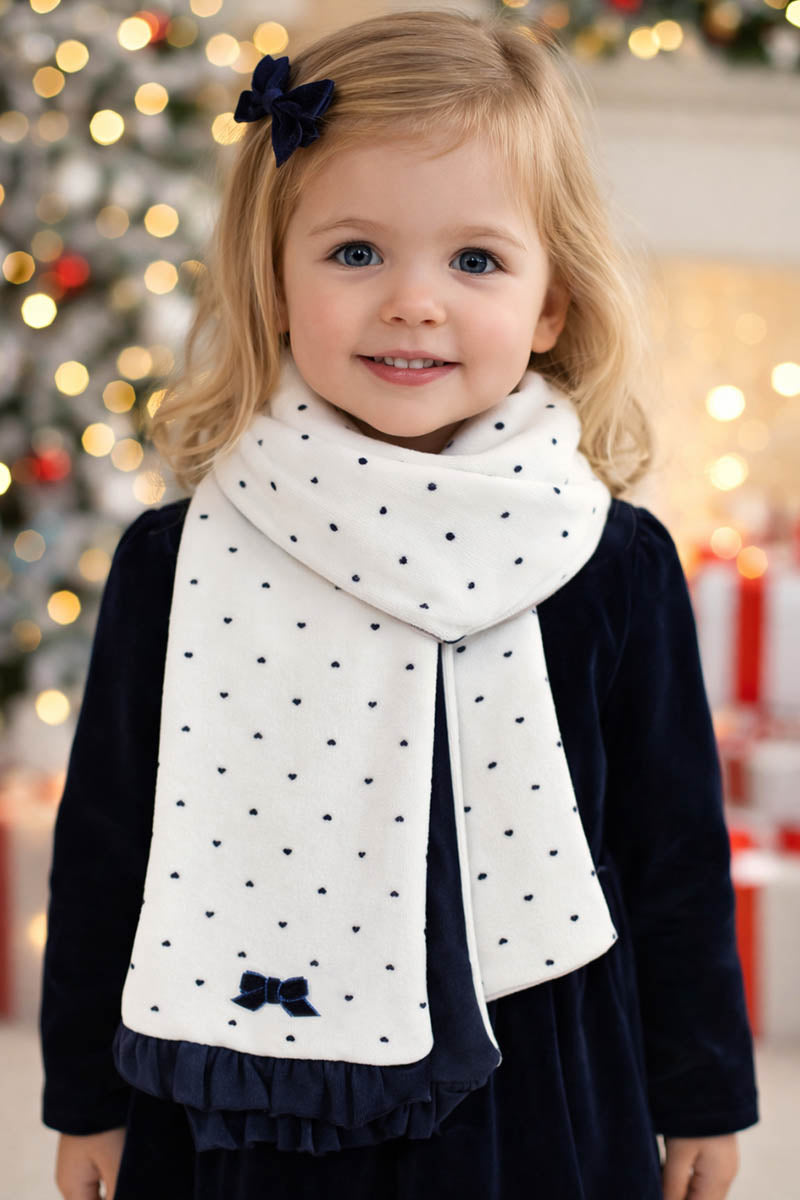 Sciarpa in cotone fantasia a pois cuori con Fiocchettino